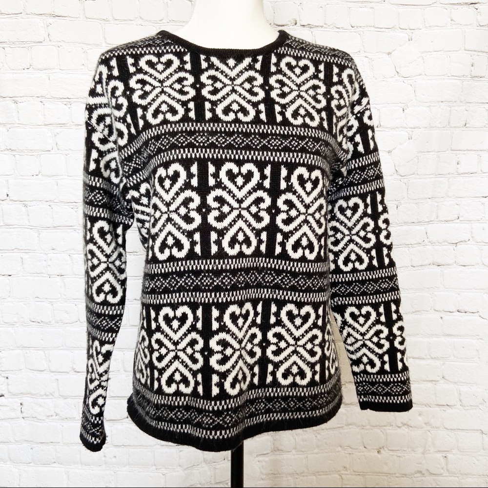 J Jill hearts black and white sweater